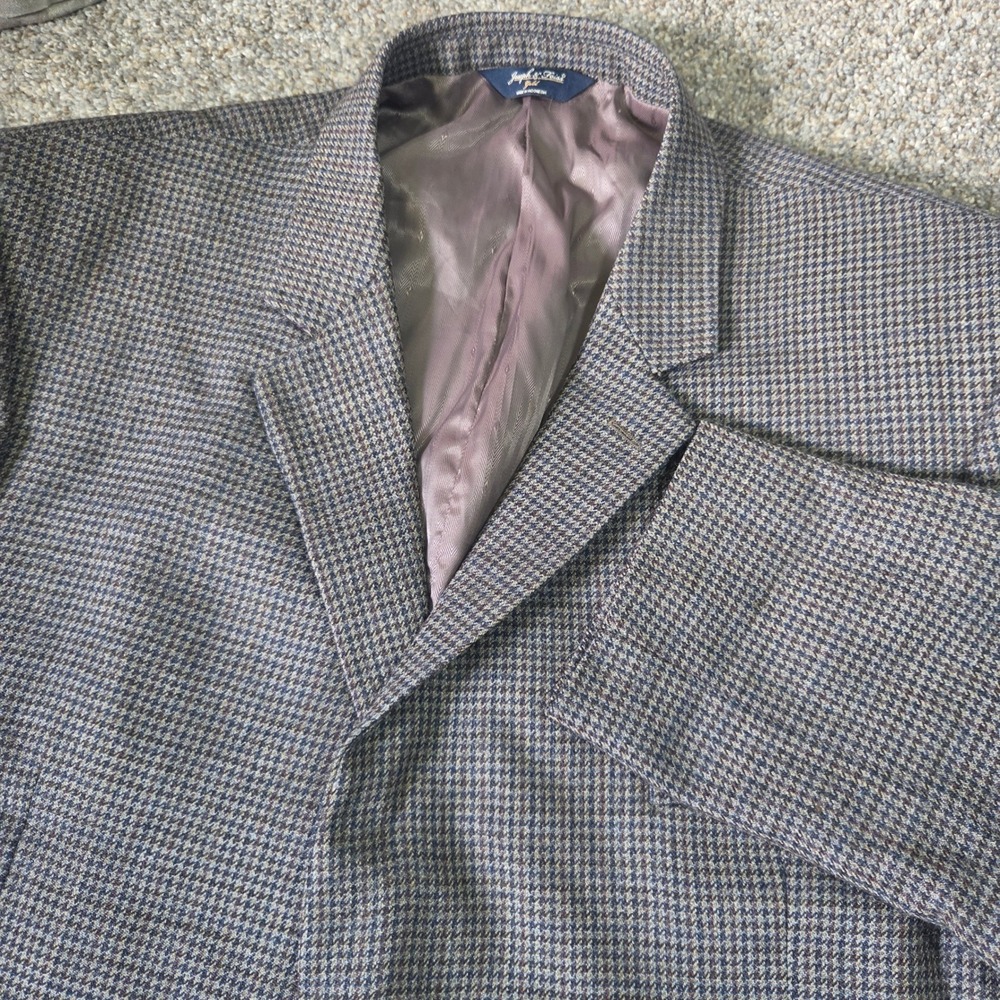 Joseph & Feiss Gold Men 52R Lambswool Blazer Brown Houndstooth Sport Coat 52 Reg